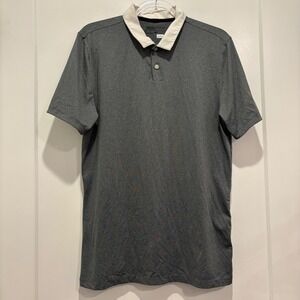 Nike Golf Mens Dri-FIT Standard Fit Polo Shirt Gray White Collar Small
